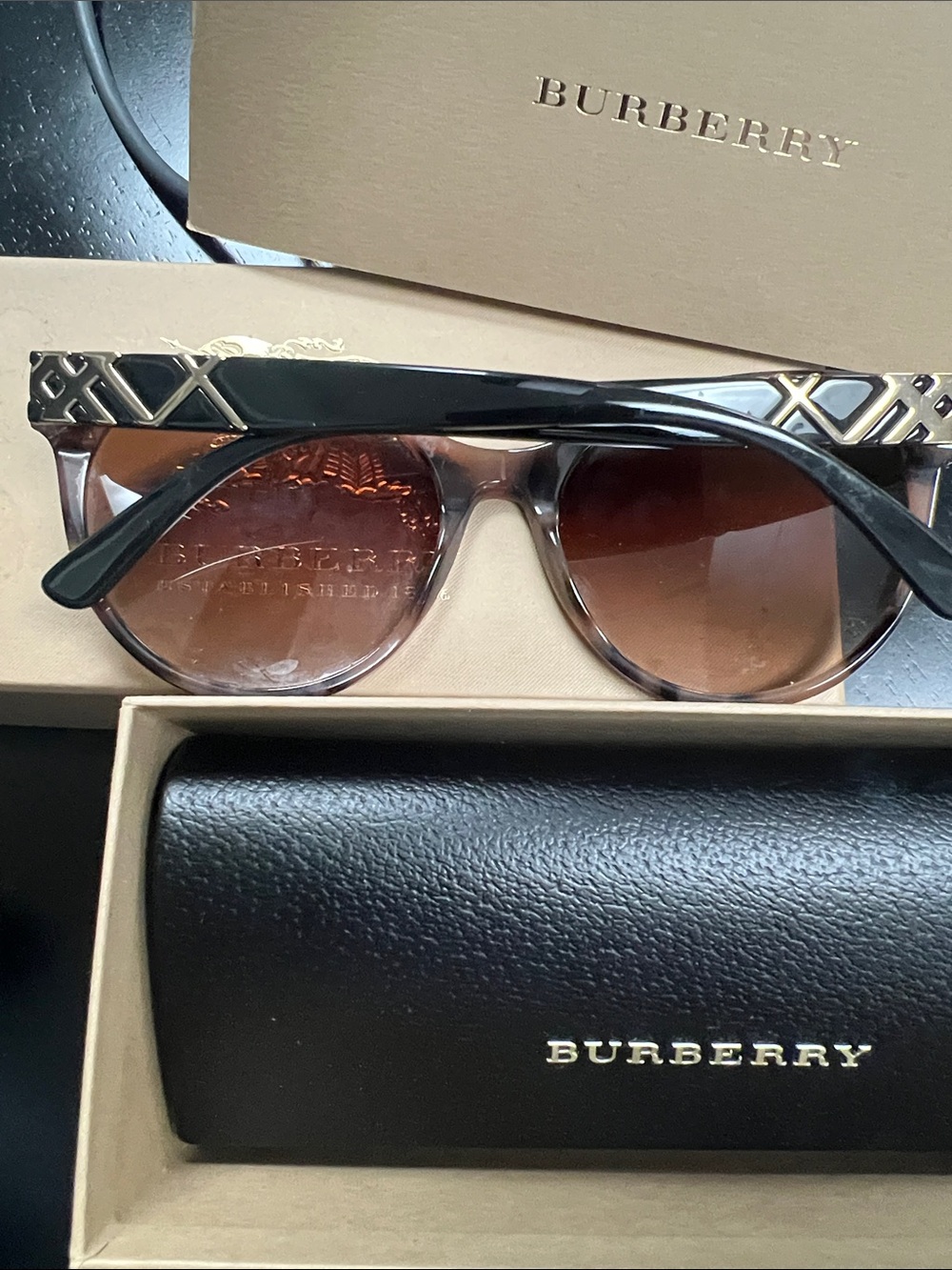 Burberry Women's Brown Gradient Oval Sunglasses - Picture 2 of 7
